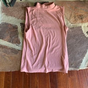 Light Pink Ribbed High-neck Tank Top